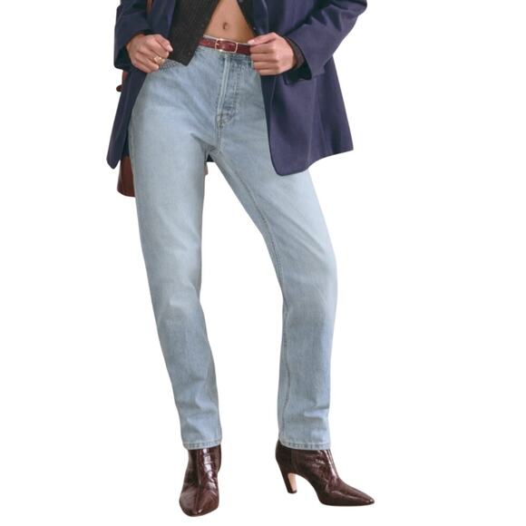 Everlane The ’90s Cheeky Jean Vintage Sunbleached Blue Straight Leg Size 32 NWT - Picture 1 of 13